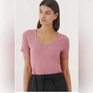 ATM Slub Jersey Classic V Neck Tee Pima Cotton Size Small Pink
